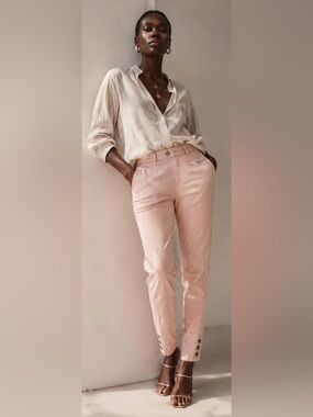 Peruvian Connection Blush Pink Moto Pants Button Ankle Utility 14